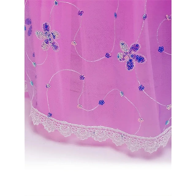 Rapunzel Theme Girl Sofia Princess Dress Fairytale Flower Party