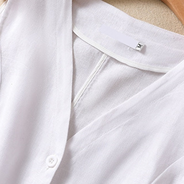 Women's Faux Cotton Linen Plain Modern Casual Sleeveless V