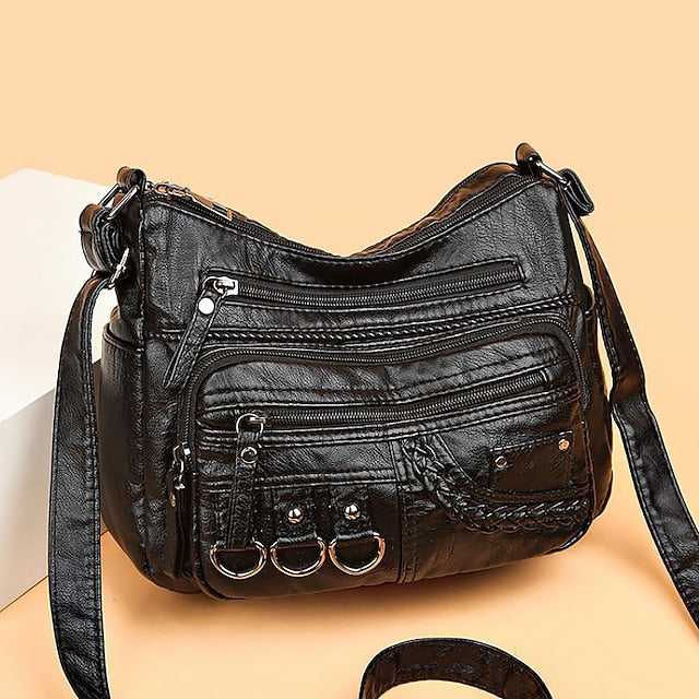 Multiple Crossbody with Vintage Leather Women's Faux Bag