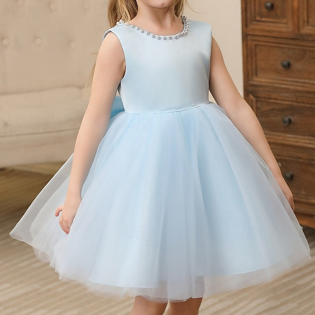 Wedding Dress Color Solid Sleeveless Party Kids Girls'