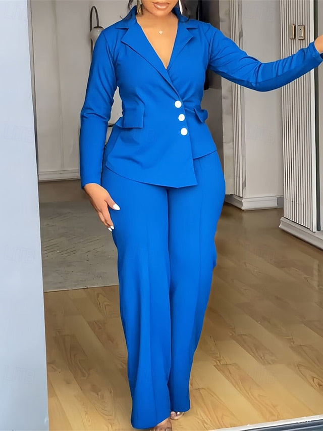 Women's Pants Sets Bolero Top Long Sleeve Notch lapel