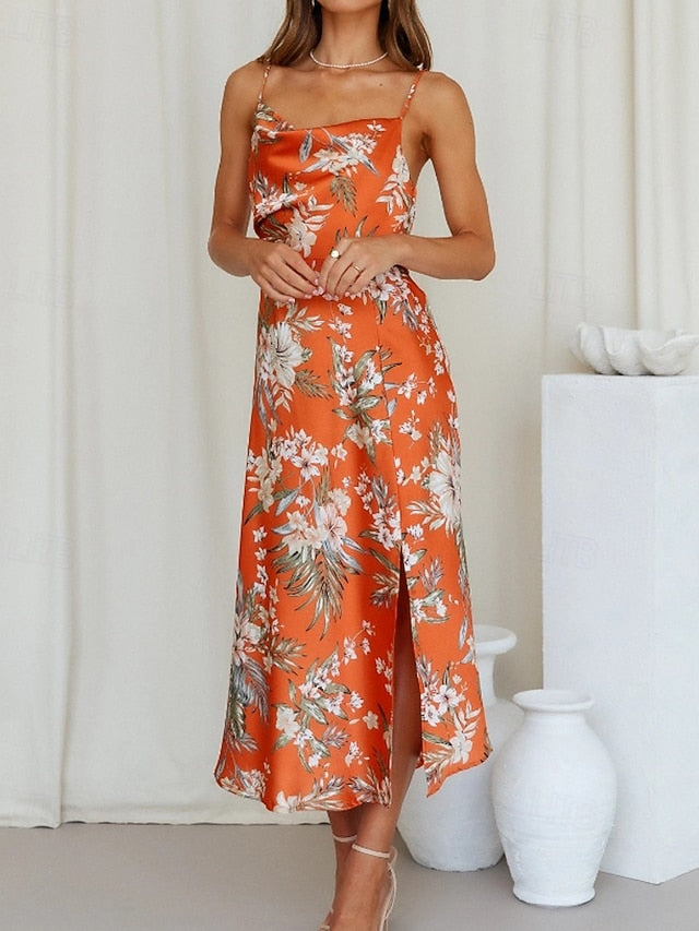 Women's Midi Dress Floral Dress Boho Dress Print Dress