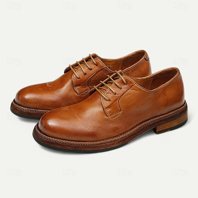 Clean Goodyear Derby with Shoes Leather and Welt Men's Tan