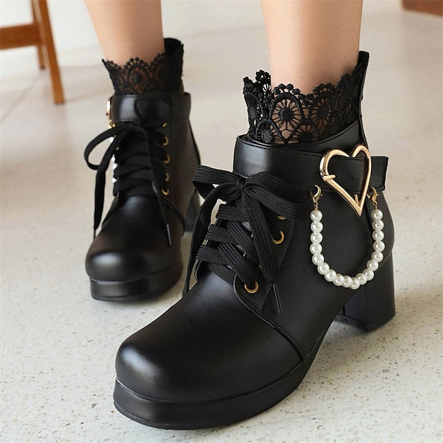 Boots Ankle Lace-Up Shoes Bridal White – Wedding Women's