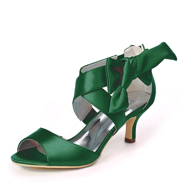 Heel Kitten Women's Shoes Open Bowknot Bridal Wedding