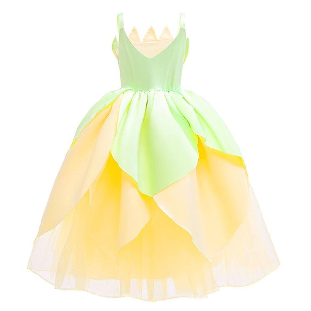 Theme Princess Flower Tinker Tiana Girl Dress Bell Fairytale