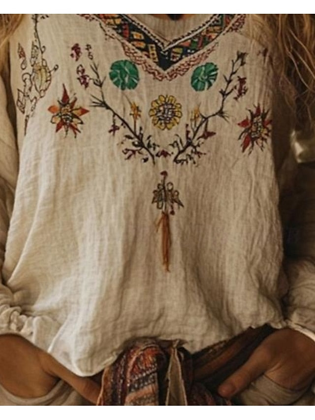 Women's Western Blouse Boho Shirt Blouse Print Flower