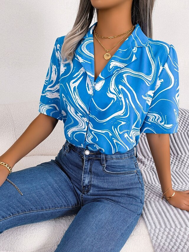 Women's Shirt Casual Shirt Beach Shirt Print Abstract