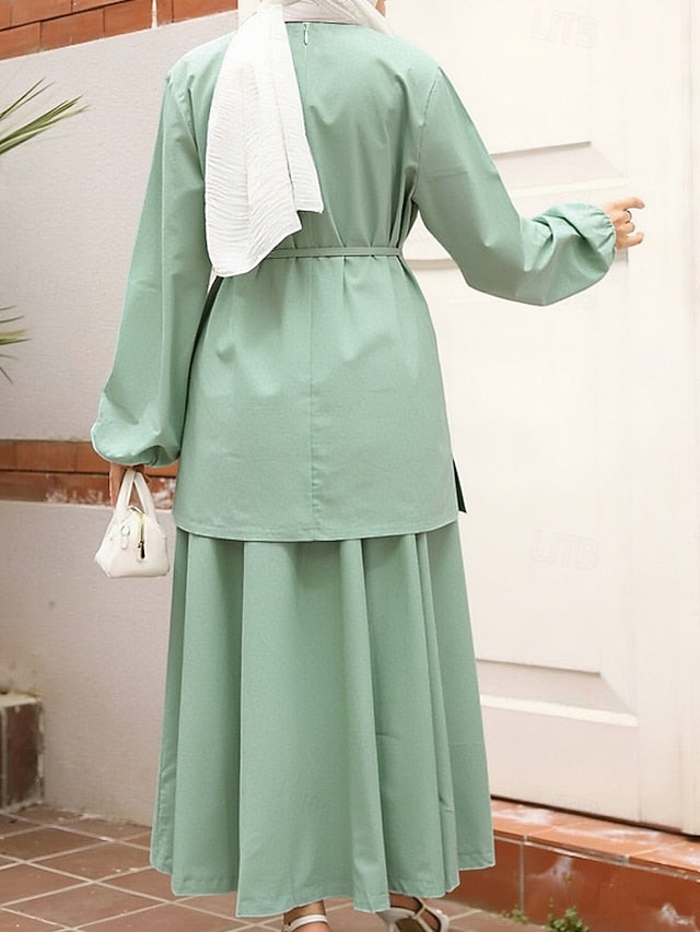 Women's Skirt Sets Bolero Top Long Sleeve Crew Neck Plain