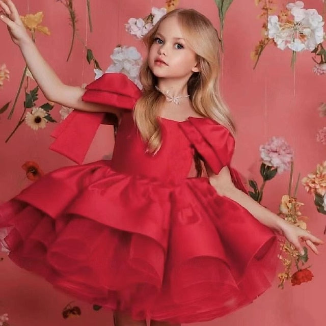 Dress Flower Party Girls' Kids Color Girl Solid