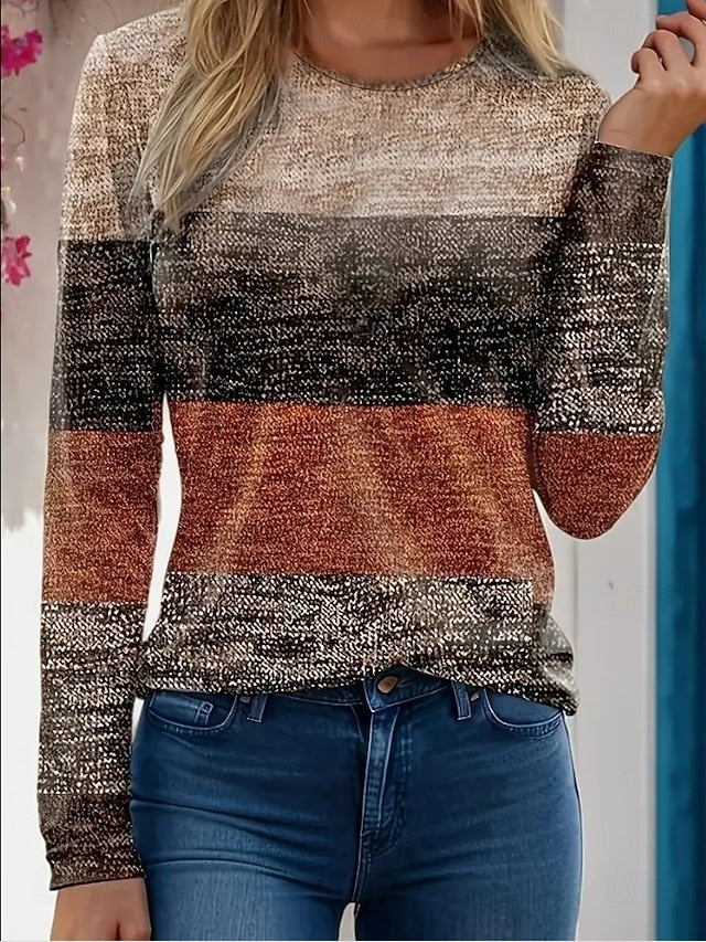 Easter Women's T shirt Crew Neck Long Sleeve Tunic Graphic