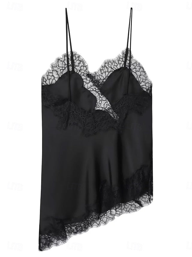 Women's Blouse Camisole Tank Top Sleeveless Shirt Lace Trim