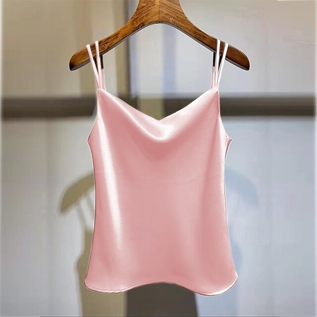 Women's Elegant Satin Top Summer Tops Blouse Ruched