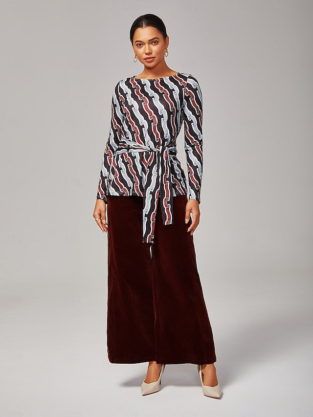 Ripple Print Stretch Off - Shoulder Top