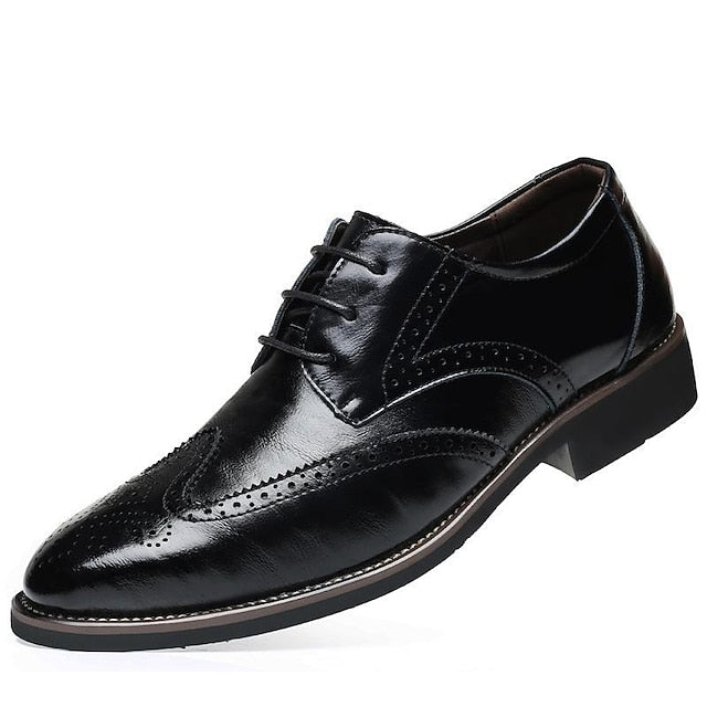 Oxford Leather Blue Shoes Faux Brogue Men's Classic with