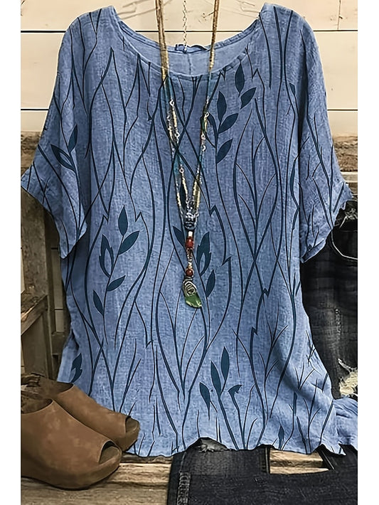 Women's Shirt Boho Shirt Blouse Fashion Print Short Sleeve