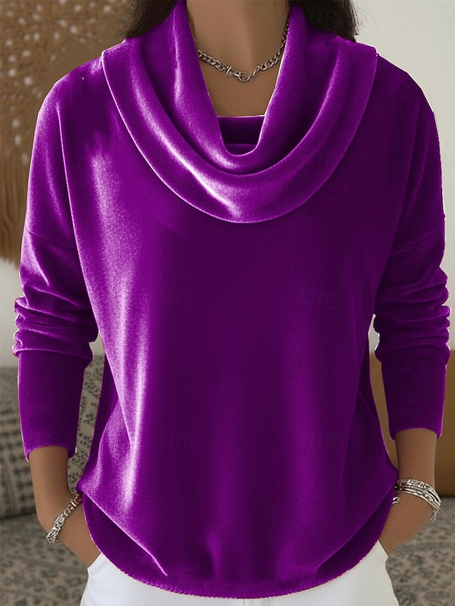 New Year Women's Velvet Elegant Cowl Neck Evening Party