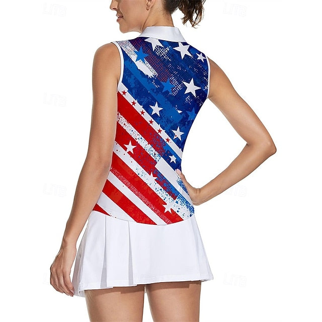 Women's National Flag Tennis Shirt Sleeveless Print UPF50+