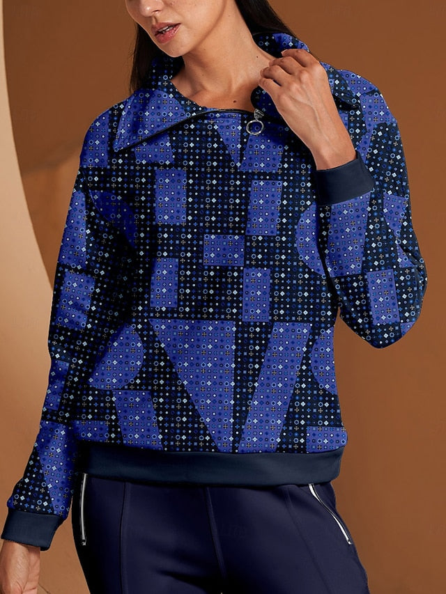 Women's Golf Pullover Sweatshirt Navy Blue Long Sleeve Top