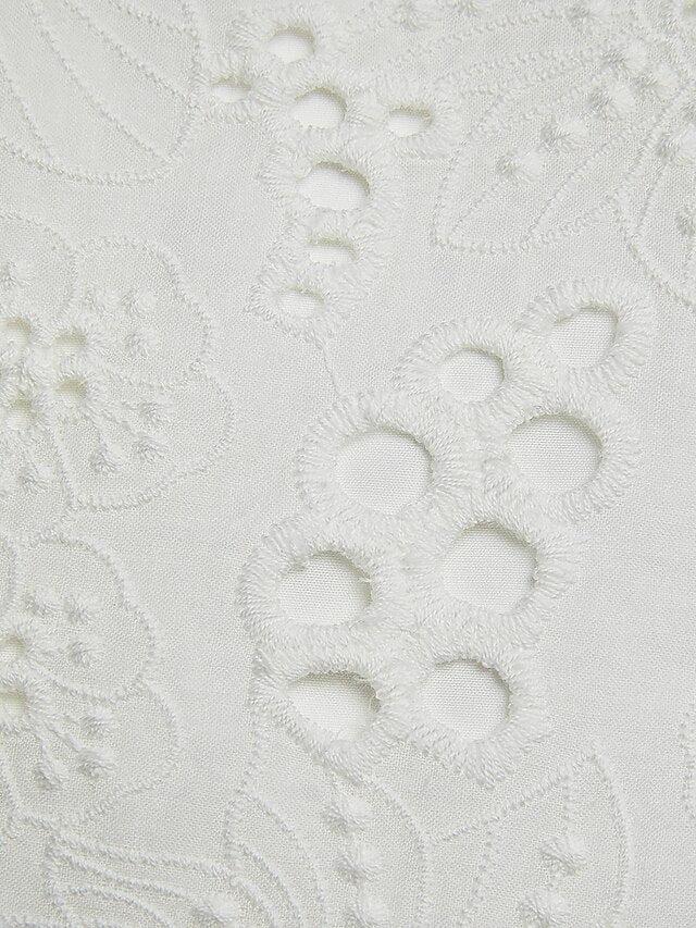 Women's Shirt Blouse Dressy Tops Embroidered Eyelet Solid