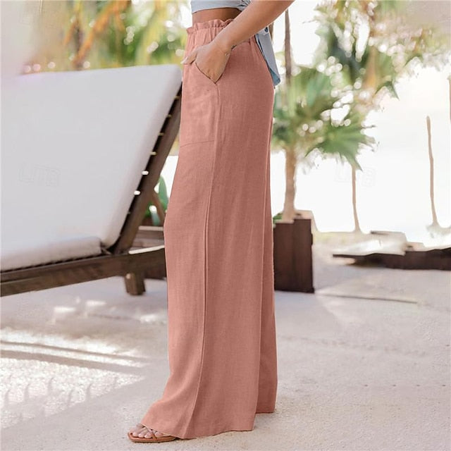 Women's Wide Leg Pants Trousers Casual Daily Long Plain