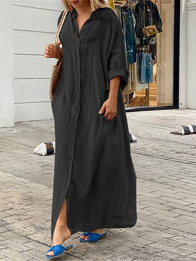 Women's Long Dress Maxi Dress Maxi Dress Faux Cotton Linen