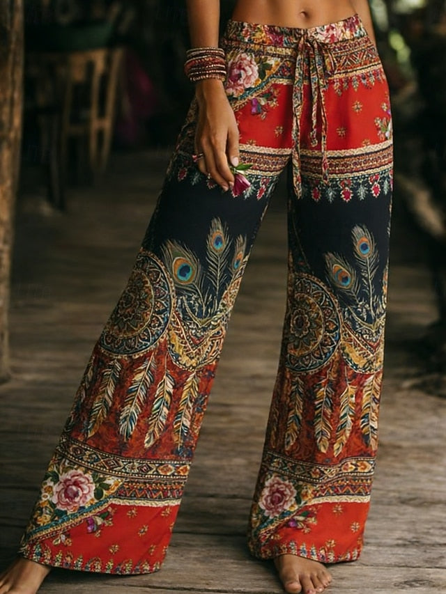 Women's Wide Leg Pants Trousers Vacation Fashion Boho Full