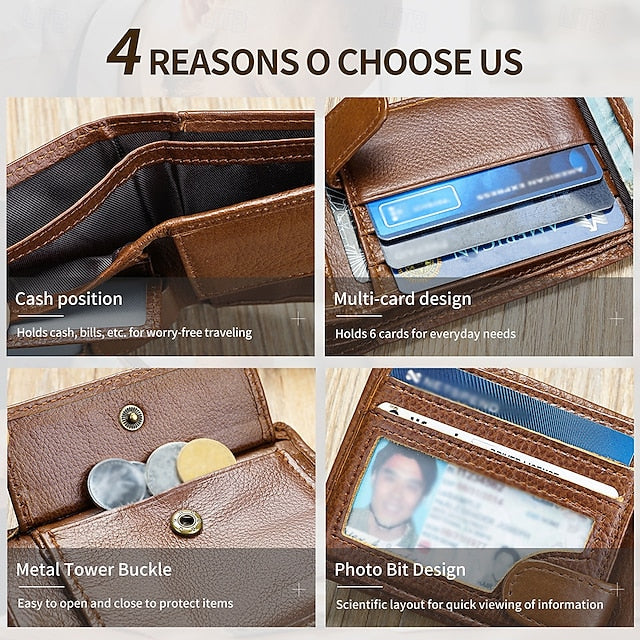 wallet card leather purse multi top cowhide layer Genuine coin