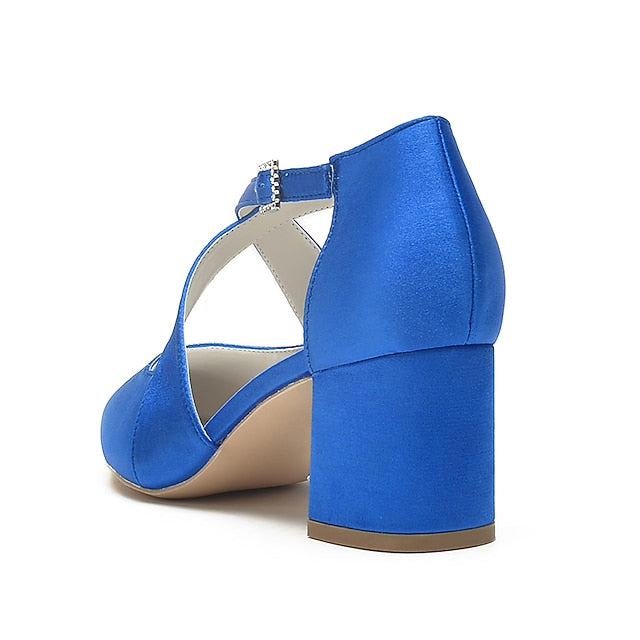 Heels Toe Satin – Pointed Women's Elegant Block White