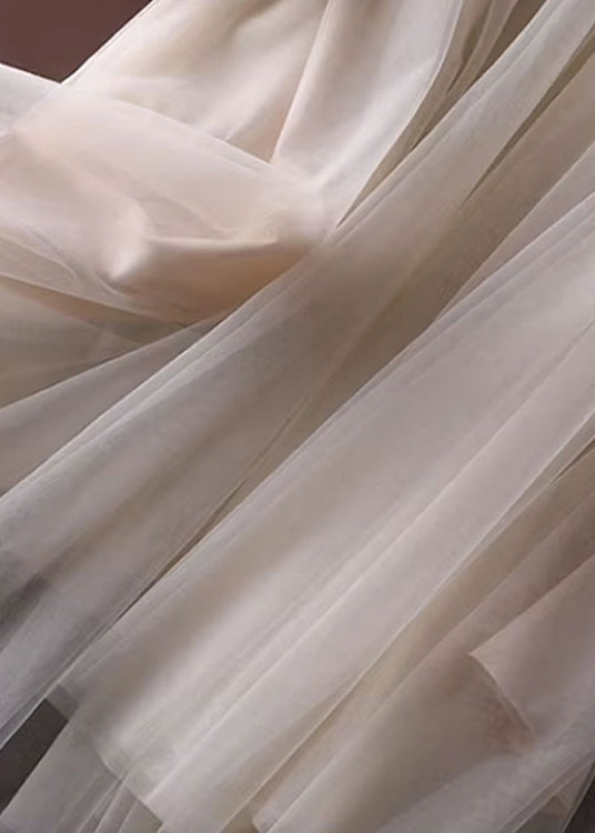 Unique Dress White Summer Patchwork Tulle Denim Strap