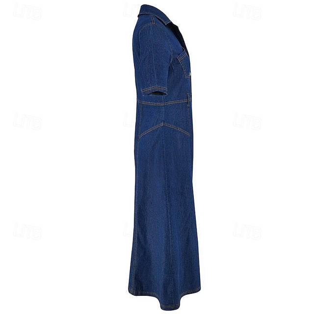 Women's Midi Dress Denim Dress Shirt Dress Casual Dress