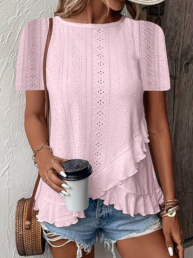 Women's T Shirt Tee Top Embroidered Plain Fashion Stylish