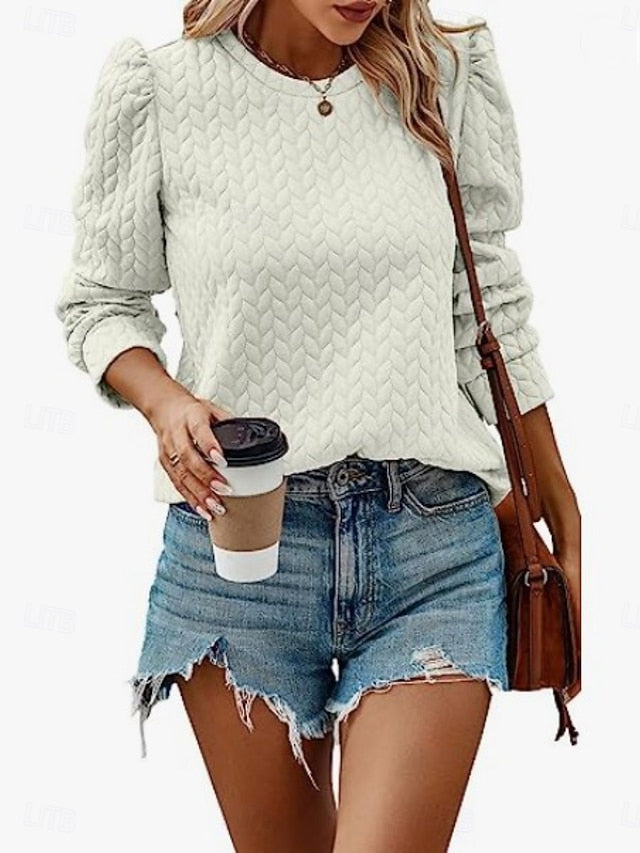 Women's Blouse Ruched Solid Color Stylish Casual Beach Long