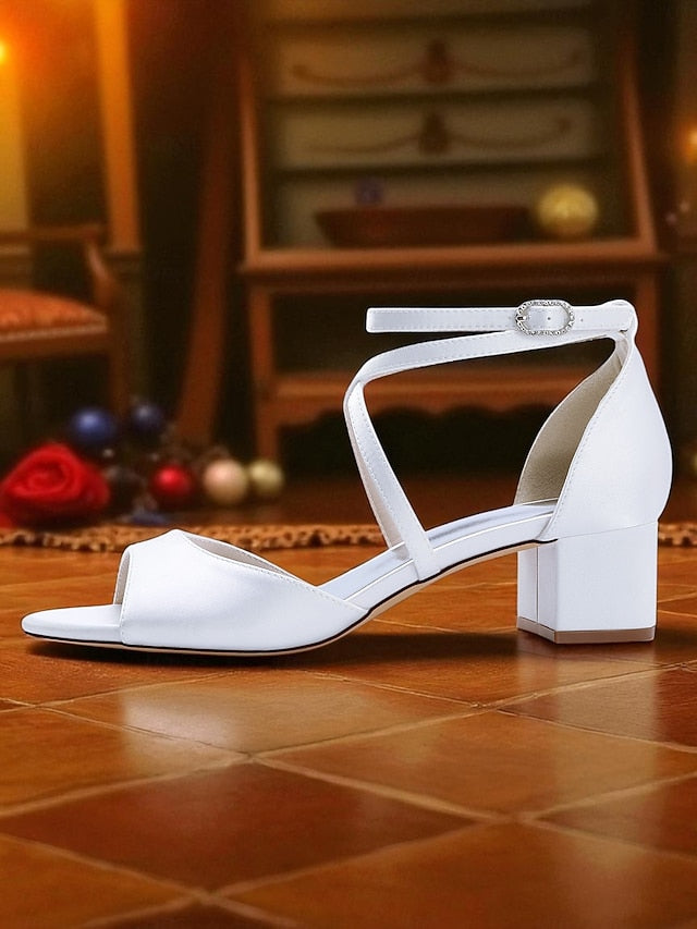 with Elegant - Heel Women's Ankle Sandals Strap Satin Block