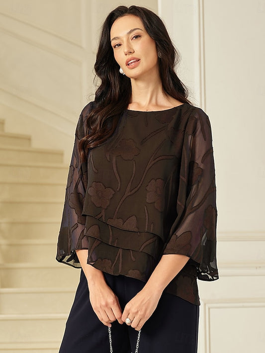 Women's Lace Shirt Blouse Dressy Tops Chiffon Tops