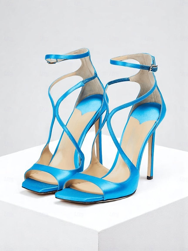 Lavender - Elegant Satin Heels Stiletto Women's Crisscross