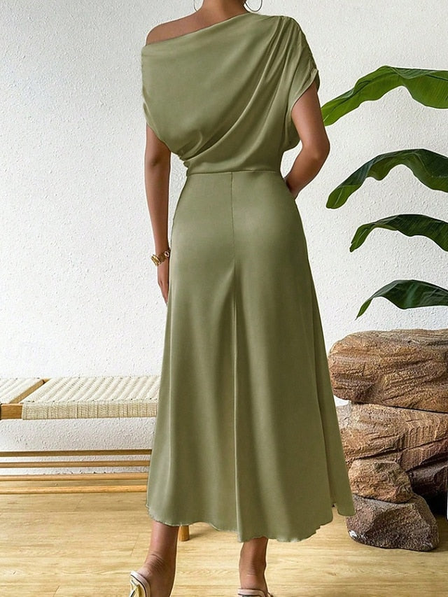 Women's Midi Dress Satin Dress Party Dress Cocktail Dress