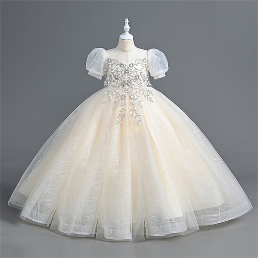 Solid Kids Flower Girl Party Dress Color Girls'