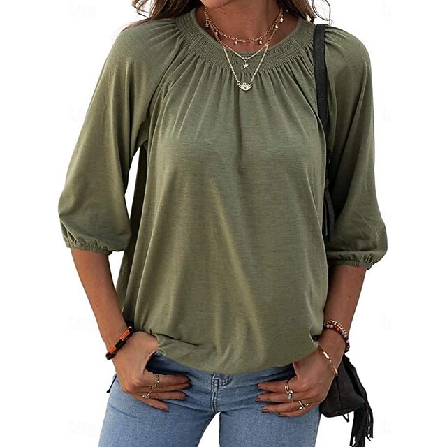 Women's T Shirt Plain Fashion Modern Casual 3/4 Length