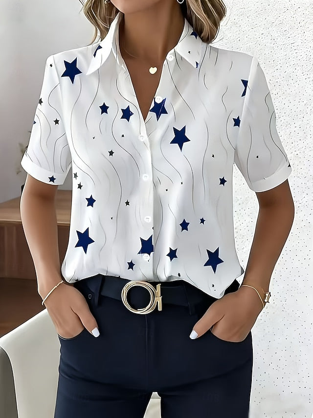 Women's Shirt Graphic Star Striped Vintage Tropical Stylish
