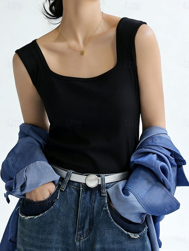 Women's Blouse Camisole Tank Top Plain Casual Sleeveless