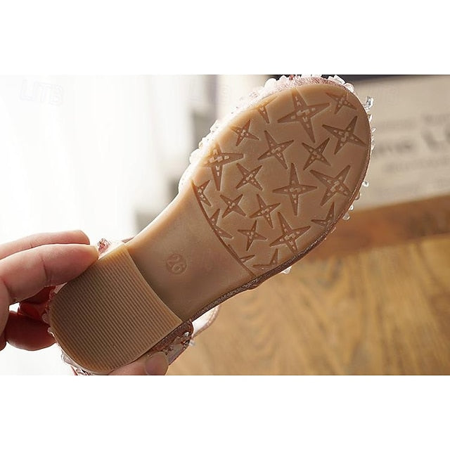 Flower Girls' Satin Sparkly Bow and with Crystal Shoes Girl