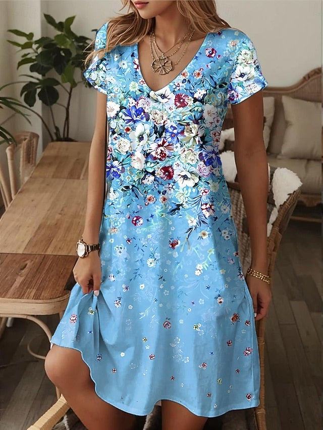 Women's Mini Dress T Shirt Dress Tee Dress Sundress A Line