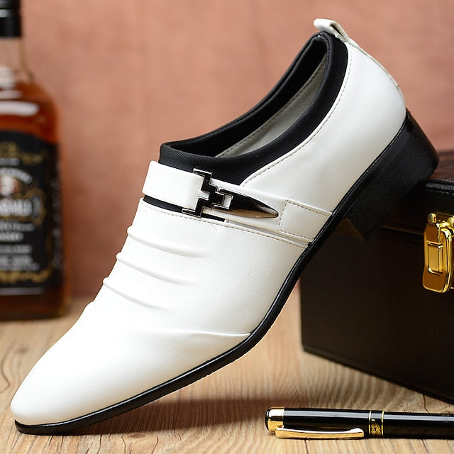 Faux Loafers Men's White Elegant Slip-On Fashion –