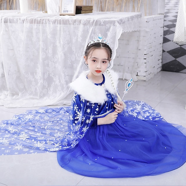 Girl Dress Theme Fairytale Elsa Frozen Princess Party Flower