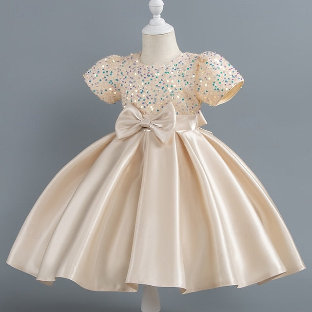 Sequin Party Short Girls' Toddler Sleeve Dress Wedding