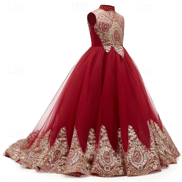 Girls' Flower Formal Dress Gown Girl Kid's Evening