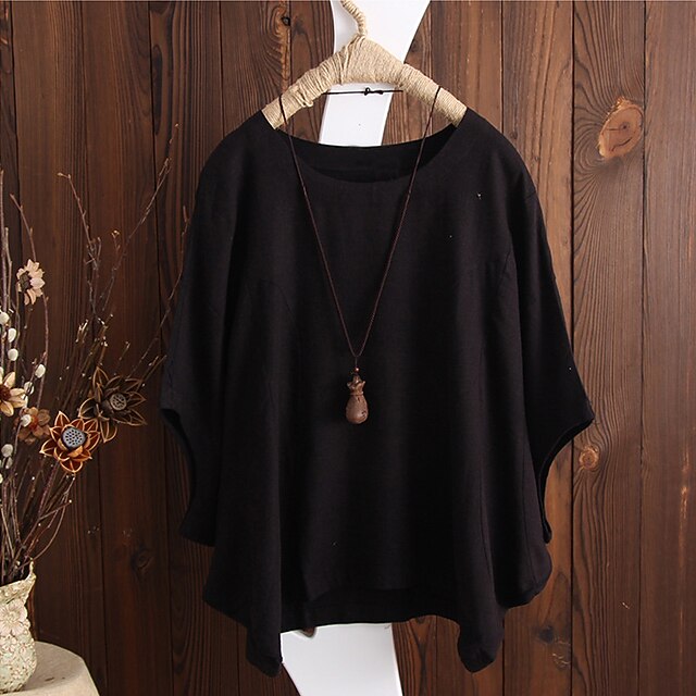 Women's T Shirt Blouse Plain Vintage Streetwear Half Sleeve