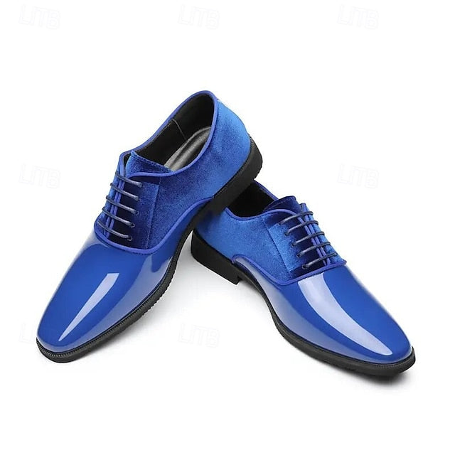 Men's Blue Finish White Glossy with and Shoes Velvet