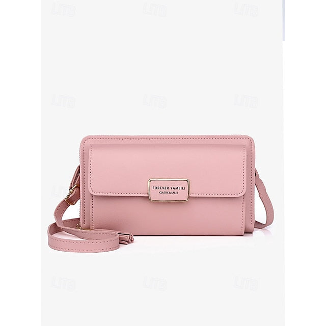 Sac à bandoulière en cuir PU pour femme, porte-téléphone portable